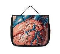 VFMNT Trousse de toilette pour homme et femme - Croquis réaliste d'un cœur humain - Trousse de maquillage avec crochet de suspension - Étanche - Grande capacité - Sac de voyage pour accessoires de