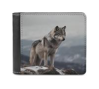 VFMNT Wolf on The Mountain Portefeuille en cuir de grande capacité pour téléphone portable Sac à main de voyage pour homme et femme Blanc Taille unique, blanc, Taille unique, Portefeuille