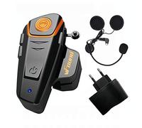 vFound BT-S2 1000m Bluetooth Headset Étanche BT Moto Casque Intercom Casque pour 2 ou 3 Pilotes et 2,5 mm Audio pour Walkie Talkie GPS Lecteur MP3 Mains Libres Radio FM (1 Pack)