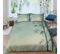 VFQWPYAJN Bamboo forêt Ensemble De Literie Imprimé en 3D Microfibre résistante 3 pièces Asian Ink Peinture Style Linge de Lit avec Fermeture Éclair Résistante for Chambre Enfants King（220x240cm）