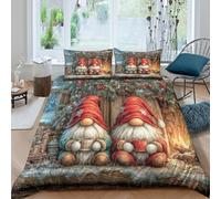 VFQWPYAJN Christmas Gnomes Ensemble De Literie Douce Microfibre 3 pièces Imprimé en 3D Festive Hiver scène Linge de Lit avec Fermeture Éclair Ultra Douce for Chambre à Coucher Double（200x200cm）
