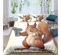 VFQWPYAJN Écureuil with Gun Parure de Lit 3 Pièces 3D Imprimée Microfibre Hypoallergique Cartoon Animal Humor Linge de Lit avec 2 Taies d'oreiller Hypoallergique for Hommes Super King（260x220cm）