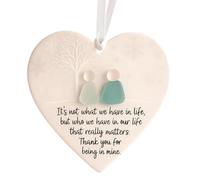 vFriendship Ornement - Pendentif en acrylique en forme de cœur, décoration souvenir en verre de mer, expression sentimentale véritable lien, accessoire prêt à l'emploi, petite fenêtre, cadeau pour