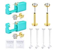 VFUN 12Pcs Jetable Trousse De Trou d'oreille, Pistolet De Trou d'oreille, Sécurité Chirurgicale en Acier sans Fil Cartilage Tragus Helix Monroe Boucles d'oreilles Bijoux