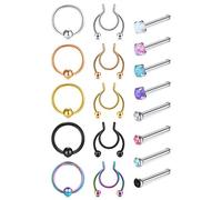 VFUN 20G Piercing Nez Nostril Piercing Acier Chirurgical Diamant Opal Faux Piercing Nez Faux Septum Nostril Piercing Bijoux de Corps Femme Homme