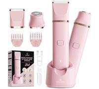 VG VOGCREST Tondeuse bikini pour femme : rasoir 2 en 1 indolore pour aisselles, jambes, bras avec peignes de longueur - Kit de toilettage pubien portable - Rasoir électrique rechargeable avec station