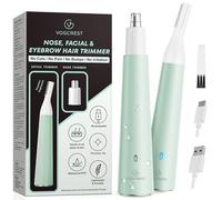 VG VOGCREST Tondeuse de nez pour femme : tondeuse rechargeable 2 en 1 pour oreilles et sourcils (vert)