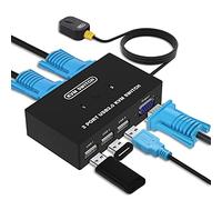 VGA KVM Switch avec 2 KVM Câbles, Commutateur KVM USB et VGA pour 2 PC, pour 1 Moniteur et 3 USB Clavier Souris Scanner