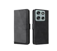 VGANA Étui pour Motorola Edge 70, Portefeuille Coque en Cuir PU [1 Protecteur d'écran de Pack] Motif de Mode Simple Bookstyle Housse. Noir