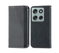 VGANA Étui pour Motorola Edge 70, Portefeuille Coque en Cuir PU [1 × Protecteur d'écran] Motif de Mode Simple Bookstyle Housse. Noir