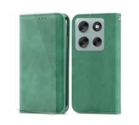 VGANA Étui pour Motorola Edge 70, Portefeuille Coque en Cuir PU [1 × Protecteur d'écran] Motif de Mode Simple Bookstyle Housse. Vert