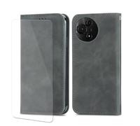 VGANA Étui pour TCL 60 SE, Portefeuille Coque en Cuir PU [1 × Protecteur d'écran] Motif de Mode Simple Bookstyle Housse. Gris