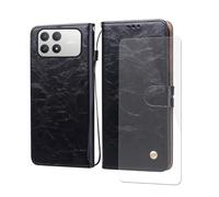 VGANA Étui pour Xiaomi Poco F8 Pro [ Verre Trempé *1 ] [ Pochette de Portefeuille ] [ Premium PU ] Coque Protection à la Mode avec Fonction de Porte Cartes. Noir