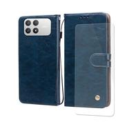 VGANA Étui pour Xiaomi Poco F8 Pro [ Verre Trempé *1 ] [ Pochette de Portefeuille ] [ Premium PU ] Coque Protection à la Mode avec Fonction de Porte Cartes. Bleu