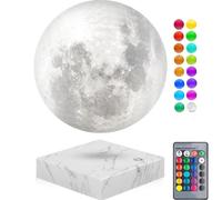 VGAzer Lampe Lune Leviting, Veilleuse 16 Couleurs 20 Modèles, Flottant et Rotatif dans le Ciel avec LED Impression 3D Clair de Lune, pour Cadeaux Uniques, Décoration de Chambre, 15CM