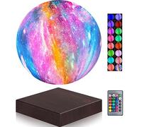 VGAzer Veilleuse magnétique en lévitation en forme de lune en forme de globe flottant et rotatif 3D LED colorée en lévitation pour décoration de la maison lampe de table