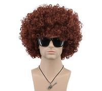 VGbeaty Perruque afro funky des années 70 et 80, marron, courte, bouclée, style disco rocker, déguisement californien, Halloween, cosplay