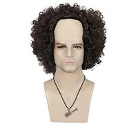 VGbeaty Perruque afro ondulée courte pour homme et femme, marron foncé, tête chauve duveteuse, perruque californienne, Halloween, cosplay, anime