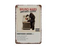 VGDFH Bruno Mars Couverture d'album Jukebox Unorthodoxe, affiche rétro en métal chic art rétro peinture en fer bar, personnes, grotte, café, garage, décoration murale, 20 x 30 cm