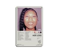 VGDFH Couverture d'album de musique Drake 21 « Savage Her Loss » signée en métal vintage pour pub, club, café, bar, décoration murale rétro 20 x 30 cm