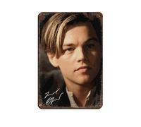 VGDFH Titanic Love Leonardo DiCaprio Plaque en métal vintage avec autographe pour pub, club, café, bar, maison, décoration murale rétro 20 x 30 cm