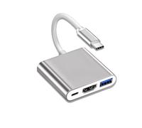 VGE Adaptateur USB-C vers HDMI 4K HD 3 en 1 Adaptateur Multiport AV USBC | Hub Multiport avec Transfert de Données 5Gbps, Charge Rapide 100W, Plug-and-Play, Compatible MacBook, Samsung, HP, Surface