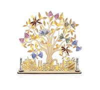 VGE Arbre à Argent en Bois avec Guirlande LED, Cadeau de Mariage Original et Cadeau d‘Anniversaire, Arbre à Souhaits Personnalisable avec Carte de Vœux pour Jeunes Mariés, Noel, Anniversaire(1Pièces)