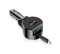 VGE Chargeur Voiture Retractable 75W+Type-C Câble Intégré, Allume-Cigare USB C 22.5W Cable[PD 30W/USB-A 22.5W] 3 Ports, Affichage LED, Charge Rapide pour Smartphones, Tablettes et Autres Appareils