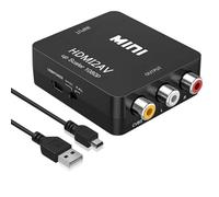 VGE Convertisseur HDMI vers AV/RCA Péritel, Adaptateur HDMI vers Composite (3RCA Jaune Blanc Rouge) 1080p pour TV, PS1/PS2/PS3, Xbox, DVD, Lecteur Blu-Ray, Projecteurs, Enregistreurs DVD - Noir