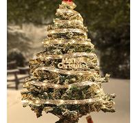 VGE Lumières de ruban de Noël, 40 LED Silver Ribbon Lights Battery Powered, Double Copper Wire Ribbon Bow Fairy String Lights for Wedding, New Year Christmas Tree Decoration - Warm White