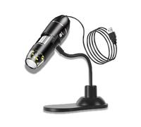 VGE Microscope Numérique USB 1000X HD - Microscope de Poche| Caméra Endoscopique, 8 LEDs Réglables, Flex Support & Logiciel - pour Réparation, Soudure, Bijoux, Enseignement, Enfants (Noir)