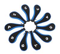 VGEBY 10 Pièces Couvre-tête de Club de, Couvre-Chef de Protection en Fer de à Large Ouverture en Néoprène avec Fermeture éclair pour Golfeur en Fer à Bois (Bleu