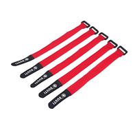 VGEBY 5pcs Attaches de Câble avec Boucle, Crochet et Boucle Attaches Bande de Sangle de Fixation en Nylon (Rouge)