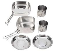 VGEBY 6 Pcs/Ensemble en Acier Inoxydable en Plein Air Pique-Nique Pot Pan Kit Camping Randonnée Ustensiles De Cuisine Plaque/Bol/Tasse/Pan Couverture Cuisson Ensemble