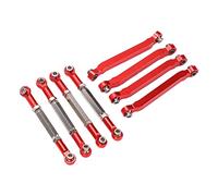 VGEBY 8 Pièces Tiges de Traction de Voiture RC, Biellette de Suspension de Lien Métallique en Alliage D'aluminium Haute Résistance pour Véhicules Télécommandés D90 D91 MN96 MN99 MN99s, (Rouge)