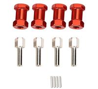 VGEBY Adaptateur de Moyeu D'entraînement Hexagonal D'extension de Roue, 4 Pièces en Alliage D'aluminium 20 Mm Adaptateur D'entraînement Hexagonal de Moyeu de Roue D'extension pour 1/10 (Rouge)