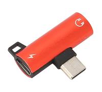 VGEBY Adaptateur USB C vers 3,5 Mm Adaptateur Casque en Alliage d'aluminium de Type C vers 3,5 Mm Lecture 2 en 1 et Suppression du Bruit de Charge pour Les Utilisateurs de Smartphones (Rouge)