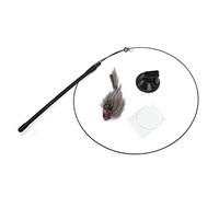 VGEBY Baguette Interactive en Plumes de Chat avec Ventouse, Construction en Fil d'acier Durable, Teaser Portable pour Chats, Garde Les Chats Actifs et en Bonne santé (écureuil)