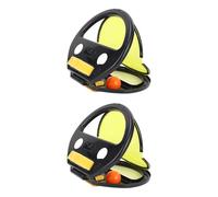 VGEBY Balle à Lancer, Matériau ABS, 2 Raquettes avec 4 Balles pour Jeux de Plein Air en Famille pour Enfants (Black)