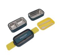 VGEBY Boîte à Double Couche en Acier Inoxydable 316, Boîte à Déjeuner Portable avec Couverts, 1400 Ml pour le Travail et l'école (turquoise)