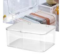 VGEBY Boîte de rangement de bureau de grande capacité pour organiser divers articles, support en plastique anti-poussière avec couvercle pour la maison et le bureau, 22,5 x 16,5 x 10 cm (transparent)