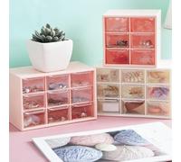 VGEBY Boîte de Rangement de Bureau Multifonctionnelle avec 9 Tiroirs pour Organiser les Bijoux de Maquillage et la Papeterie Plastique Durable Compact 18 X 9,8 X 11,8 Cm (PINK)