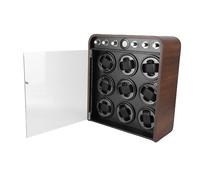 VGEBY Boîte de Remontoir Intelligent, Grain de Bois Lumière LED Contrôlé Bluetooth 9 Slot Capteur Humidité Autocuiseur Automatique pour Amateurs Horlogerie, Bureau ou Maison