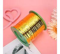 VGEBY Boîte Fleur Twist Liens 400 Mètres Rouleau, Fil de Glace en Plastique, Argent doré, Cravate Rotative Durable pour Confiserie, Décorations de Mariage, Fêtes (Doré)