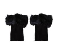 VGEBY Botte de Manchette, 1 Paire de Fausse Fourrure Tricot¨¦e Court Jambi¨¨res pour Femmes Hiver Garder au Chaud Cadeaux de No?l(Noir)