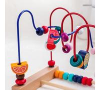 VGEBY Boule en Bois Parcours de Motricité Fine pour Tout-Petits (Motif de | Bois Non Toxique, Coordination œil-main, Reconnaissance des Couleurs, Suivi Visuel, Activité en Classe