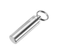 VGEBY Bouteille de Pilule INOX Boîte Flacon Conteneur à Capsule Médicament Etanche avec Porte-clé Portable pour l'Extérieur Camping Pêche Randonnée Dia. 15MM
