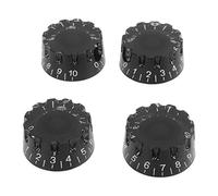 VGEBY Bouton de Guitare en Plastique Professionnel, 24 Cannelures Fines, Remplacement du Bouton de Commande des Basses, Installation Facile, 4 Pièces, Remplacement Idéal (BLACK)