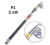 VGEBY Canne à Pêche Télescopique Rétractable Dur en Fibre de Carbone pour Eau Salée (Taille : 2.1M)