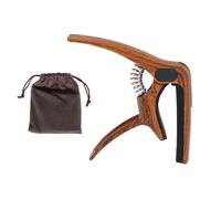 VGEBY Capodastre de Guitare, 3 en 1 en Acier allié Métallique, Rembourrage en Silicone à Ressort avec Sac de Rangement pour Guitares Classiques Folk, ukulélé, Instruments (Couleur du grain du bois